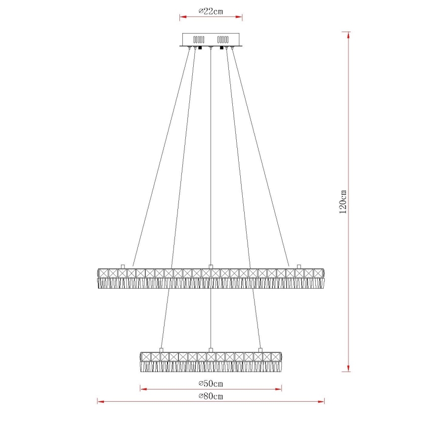 Globo - LED fényerőszabályozható kábelcsillár LED/72W/230V 2700-6000K átlátszó + távirányító