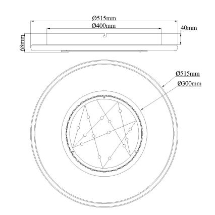 Globo - LED mennyezeti lámpa LED/40W/230V 3000/4000/6000K átm. 51,5 cm fekete