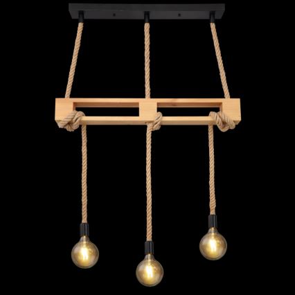 Globo - Csillár zsinóron 3xE27/60W/230V fenyő