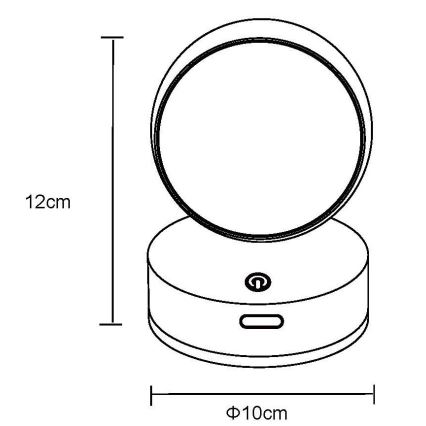 Globo - LED tölthető, érintésvezérelt, falra szerelhető dimmelhető lámpa LED/1,4W/5V 1800 mAh fekete