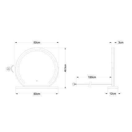 Globo - LED állítható fényerejű falra szerelhető tükör LED háttérvilágítással/10W/230V 2700/4000/6500K 12x48,5 cm