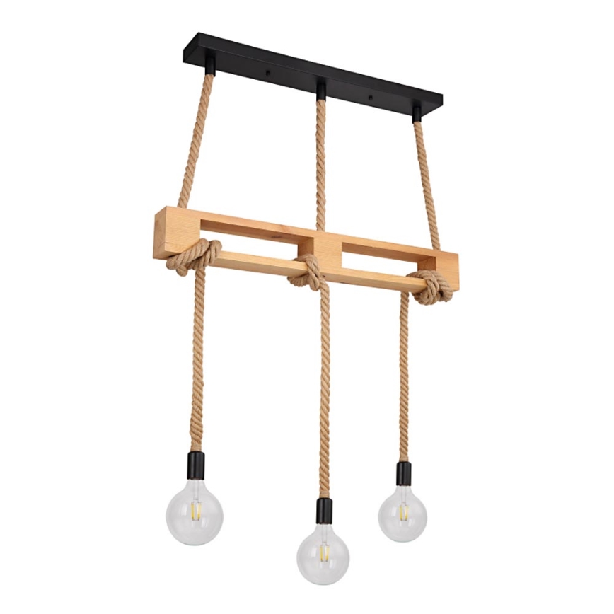 Globo - Csillár zsinóron 3xE27/60W/230V fenyő