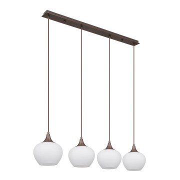 Globo - Csillár zsinóron 4xE27/40W/230V fehér/barna