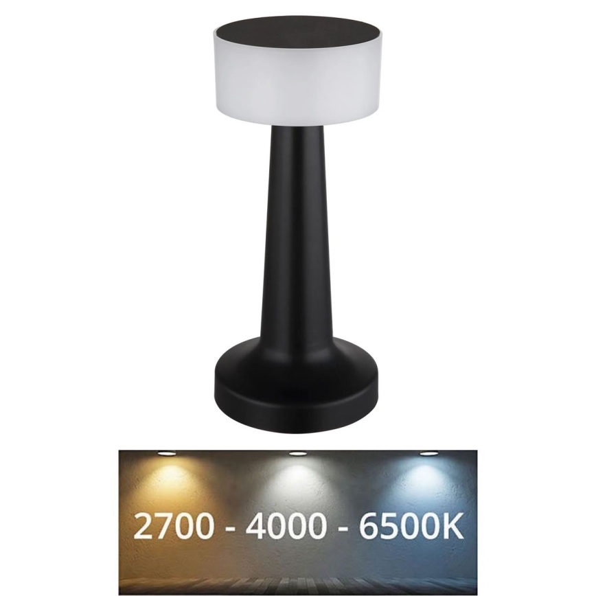 Globo - LED érintőkapcsolós asztali lámpa, állítható fényerővel LED/1W/3,7V 2700K/4000K/6500K 800 mAh USB fekete