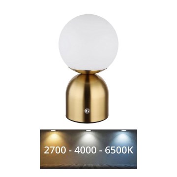 Globo - LED érintős asztali lámpa, állítható fényerővel LED/2,5W/3,7V 2700K/4000K/6500K 1800 mAh USB réz