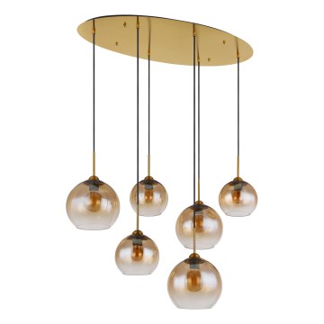 Globo - Zsinóron függesztett csillár 6xE27/60W/230V sárgaréz