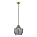 Globo - Zsinóron függő csillár 1xE27/60W/230V, átm. 22 cm, füstszínű
