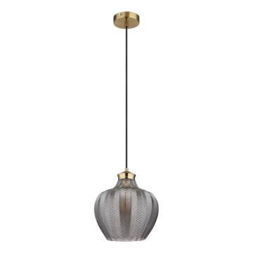 Globo - Zsinóron függő csillár 1xE27/60W/230V, átm. 22 cm, füstszínű