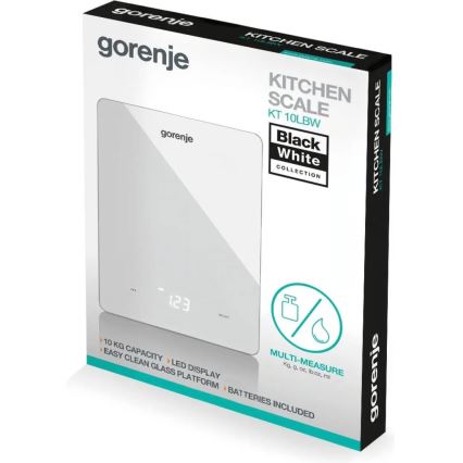 GORENJE KT10LBW - Digitális konyhai mérleg 3xAAA fehér
