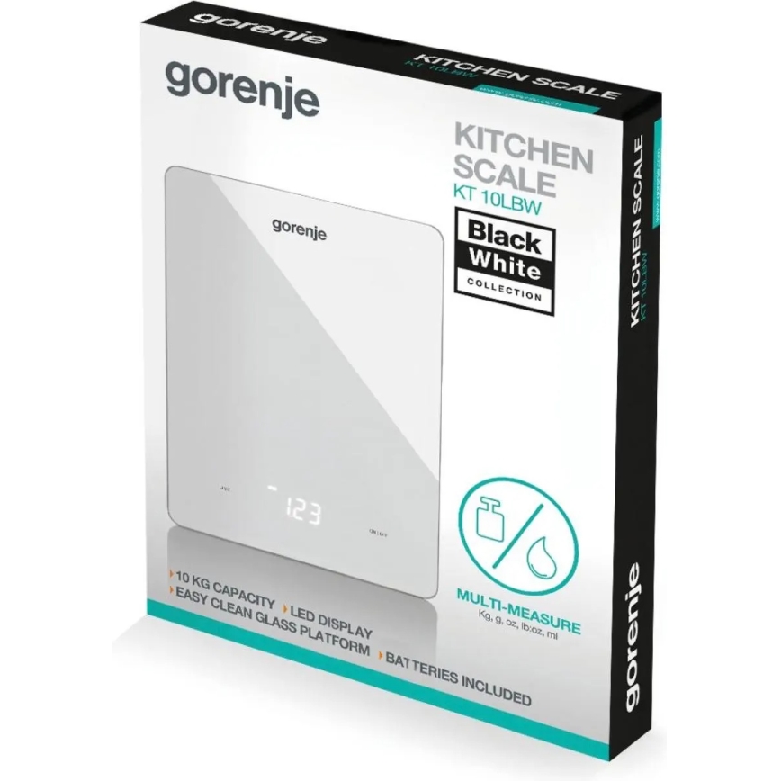 GORENJE KT10LBW - Digitális konyhai mérleg 3xAAA fehér
