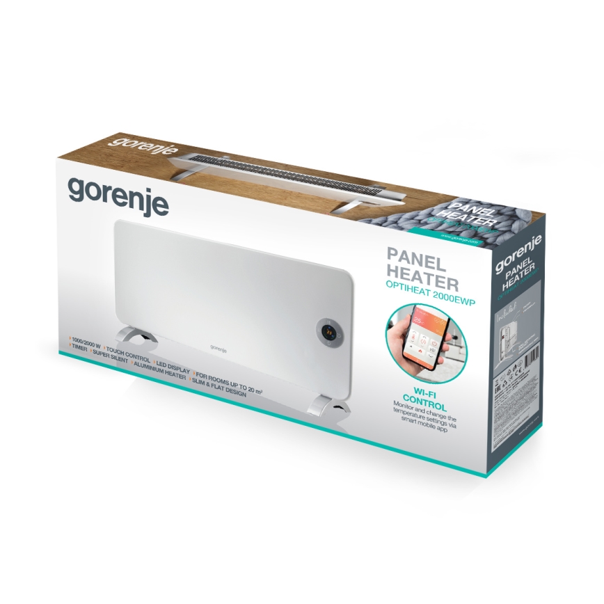 GORENJE OPTIHEAT 2000EWP - Okos elektromos fűtőtest/konvektor 2000W IP44 Wi-Fi fehér