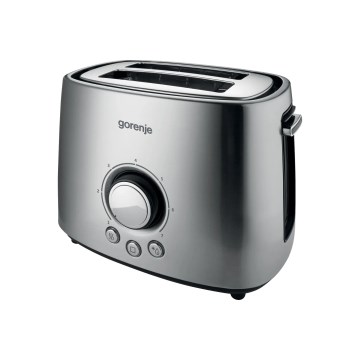 GORENJE T1000E - Kétnyílásos, melegítőrácsos kenyérpirító, 1000 W/230 V, rozsdamentes acél