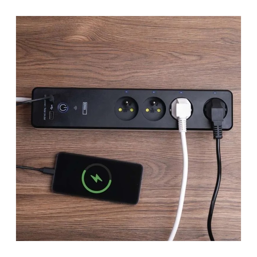 Okos hosszabbító kábel kapcsolóval GoSmart 4Z + 1xUSB-A + 1xUSB-C 2 m Wi-Fi Tuya