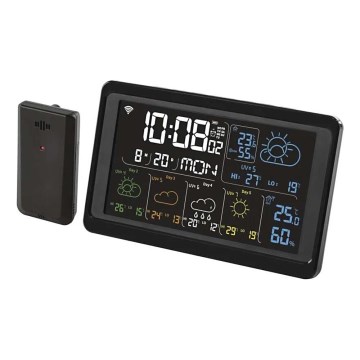 GoSmart időjárás-állomás LCD-kijelzővel, 230V/3×AAA + 2×AAA, Tuya Wi‑Fi, fekete