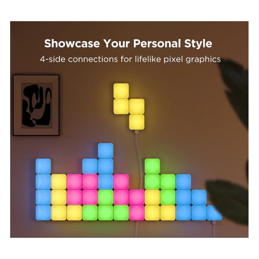 Govee - 10 db-os okos mini RGBIC panel Wi-Fi kapcsolattal