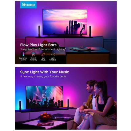 Govee - 2 db-os Flow Plus SMART LED TV és Gaming készlet - RGBICWW Wi-Fi