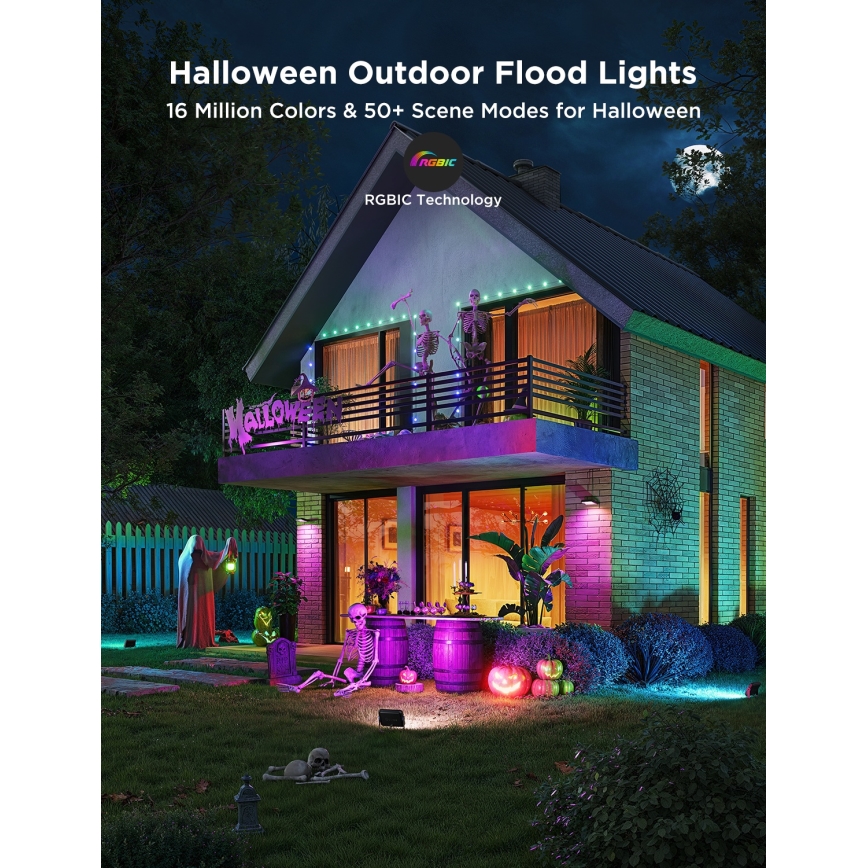 Govee - 4 darabos RGBICWW LED reflektor készlet, fényerőszabályozható, 24W, 230V, IP66, Matter és Wi‑Fi
