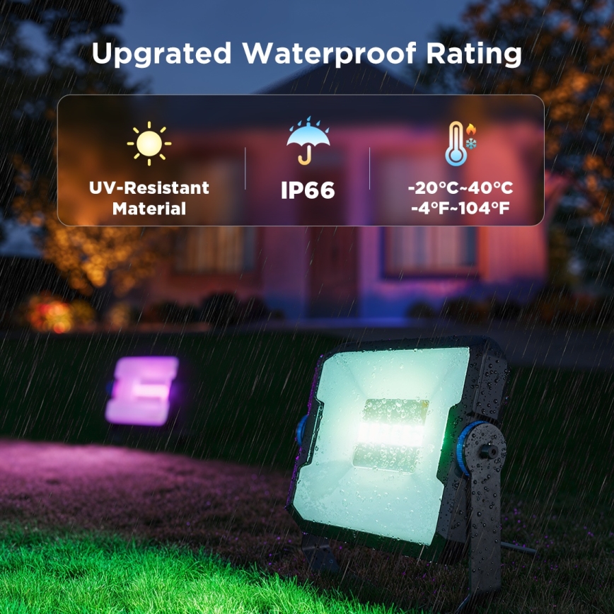 Govee - 4 darabos RGBICWW LED reflektor készlet, fényerőszabályozható, 24W, 230V, IP66, Matter és Wi‑Fi