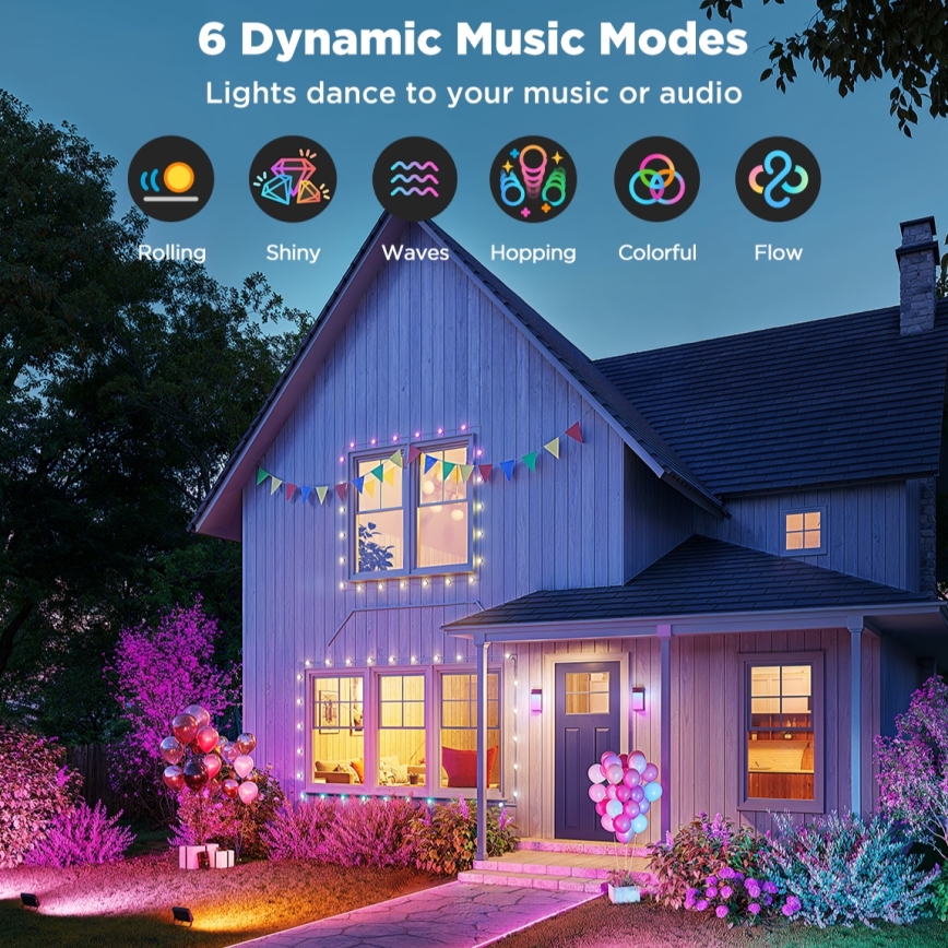 Govee - 4 darabos RGBICWW LED reflektor készlet, fényerőszabályozható, 24W, 230V, IP66, Matter és Wi‑Fi