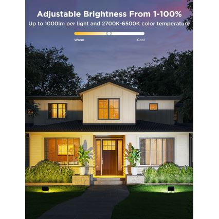 Govee - 4 darabos RGBICWW LED reflektor készlet, fényerőszabályozható, 24W, 230V, IP66, Matter és Wi‑Fi