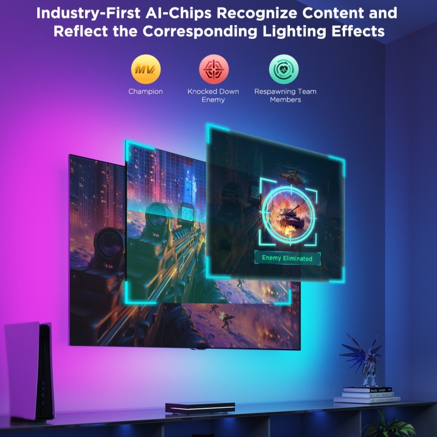 Govee - AI Sync Box 2 okostévé RGBICW háttérvilágítás 55-65 Wi-Fi