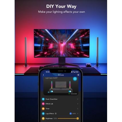 Govee - KÉSZLET 2x Smart Gaming Wi-Fi LED RGBIC Panels + Smart Dual + távirányítás