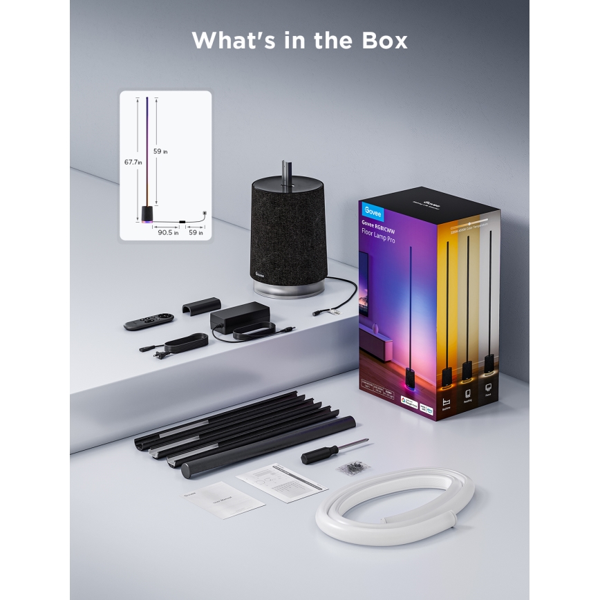 Govee - LED Dimmelhető állólámpa hangszóróval Pro RGBICWW 2200-6500K Wi-Fi + távirányítás
