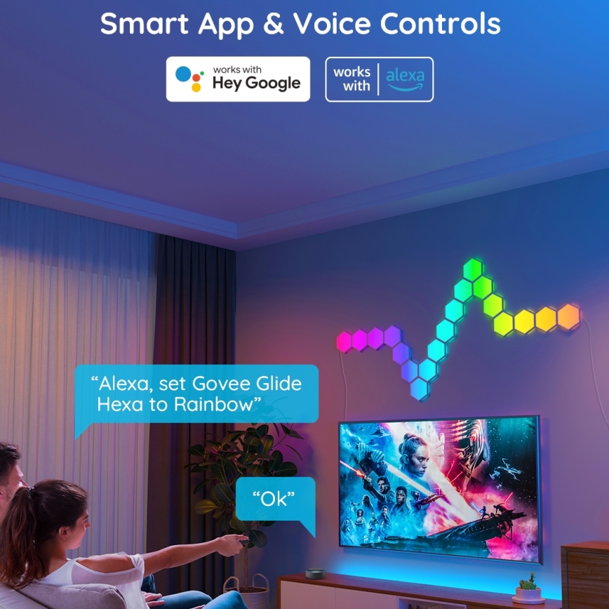 Govee - Készlet 10 db LED RGB szabályozható panel LED/36W/230V Wi-Fi