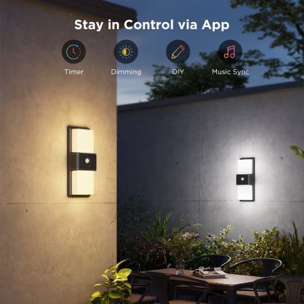 Govee - LED RGBIC Dimmelhető Kültéri érzékelős fali lámpa LED/230V IP65 2700-6500K Wi-Fi