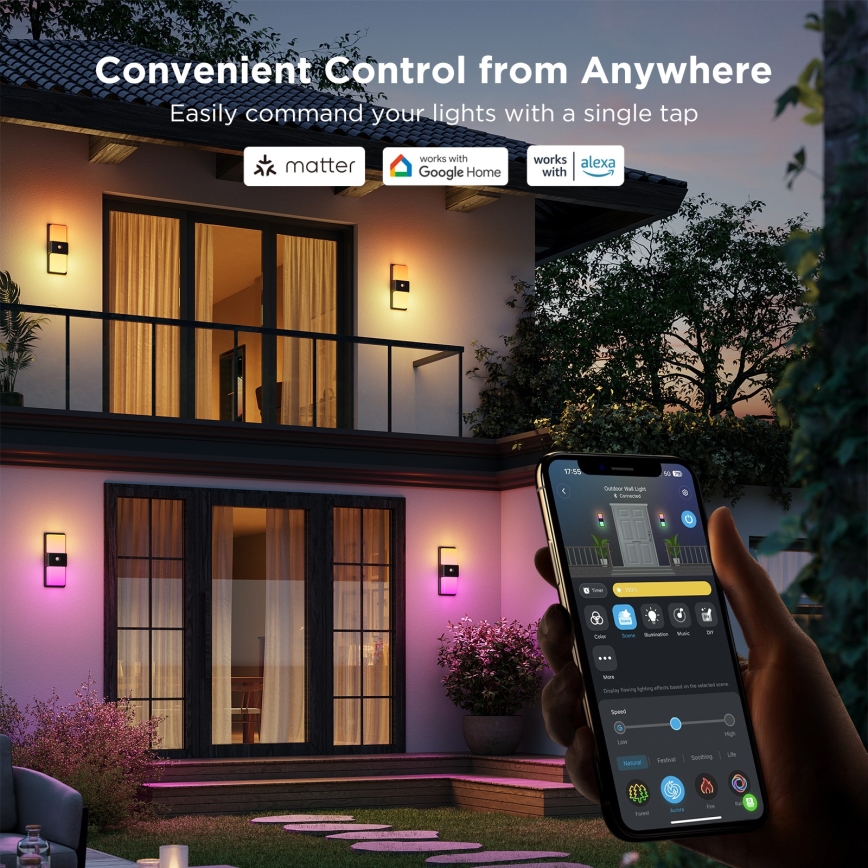 Govee - LED RGBIC Dimmelhető Kültéri érzékelős fali lámpa LED/230V IP65 2700-6500K Wi-Fi