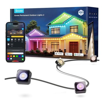Govee - LED RGBIC füzér mennyezeti spotok 30m Wi-Fi Matter IP67