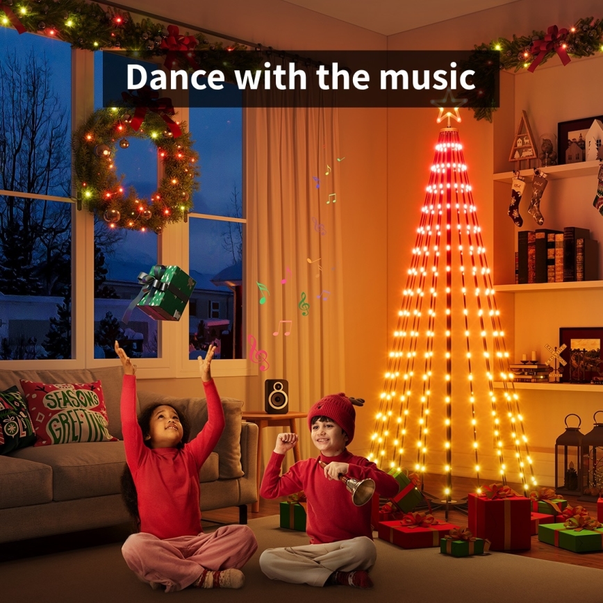 Govee - LED RGBIC karácsonyfa csillaggal LED/15W/230V IP65 1,8 m matt Wi-Fi