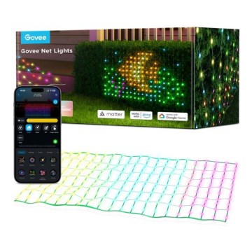 Govee - LED RGBIC Kültéri fényháló 143x85cm Wi-Fi Matter IP65