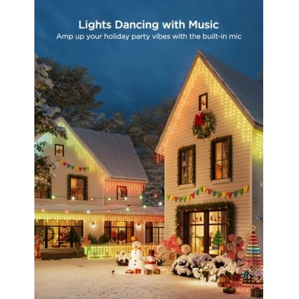 Govee - LED RGBIC Kültéri lánc Intelligens jégcsapok 10m Wi-Fi Matter IP65