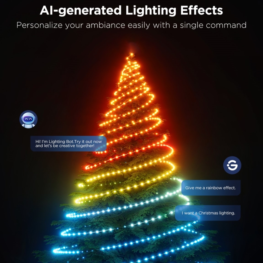 Govee - LED RGBICW kültéri karácsonyi lánc 2700-6500K 20m Wi-Fi Matter IP66