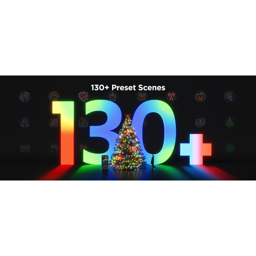 Govee - LED RGBICW kültéri karácsonyi lánc 2700-6500K 20m Wi-Fi Matter IP66