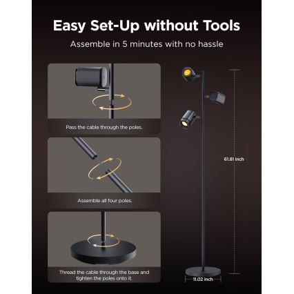 Govee - LED RGBICWW Fényerőszabályozható állólámpa TREE MATTER LED/48W/230V Wi-Fi