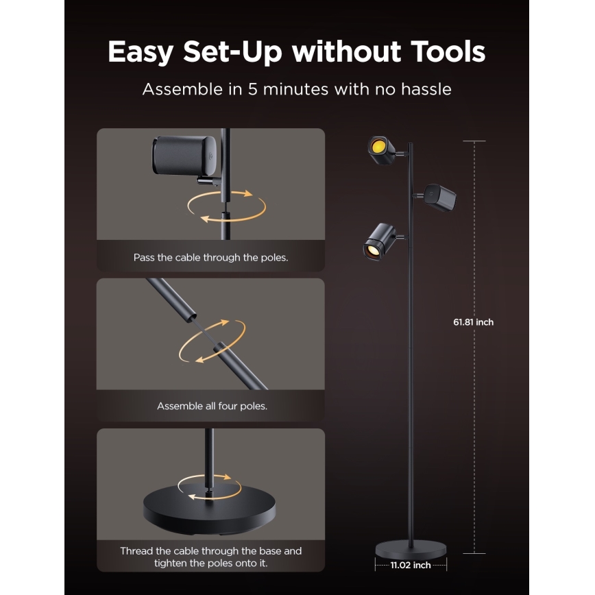 Govee - LED RGBICWW Fényerőszabályozható állólámpa TREE MATTER LED/48W/230V Wi-Fi