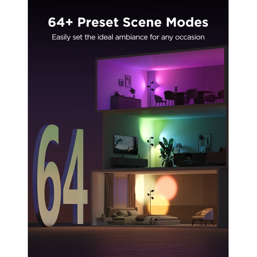 Govee - LED RGBICWW Fényerőszabályozható állólámpa TREE MATTER LED/48W/230V Wi-Fi