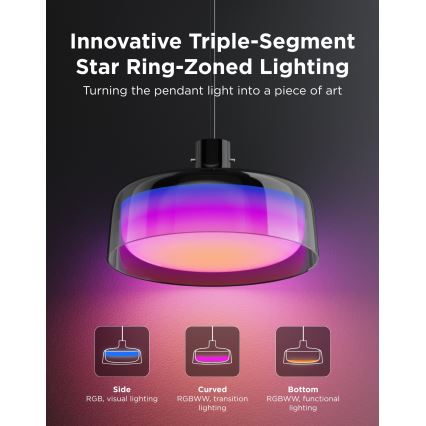 Govee - LED RGBICWW Fényerőszabályozható kábeles csillár LED/21W/230V matt Wi-Fi