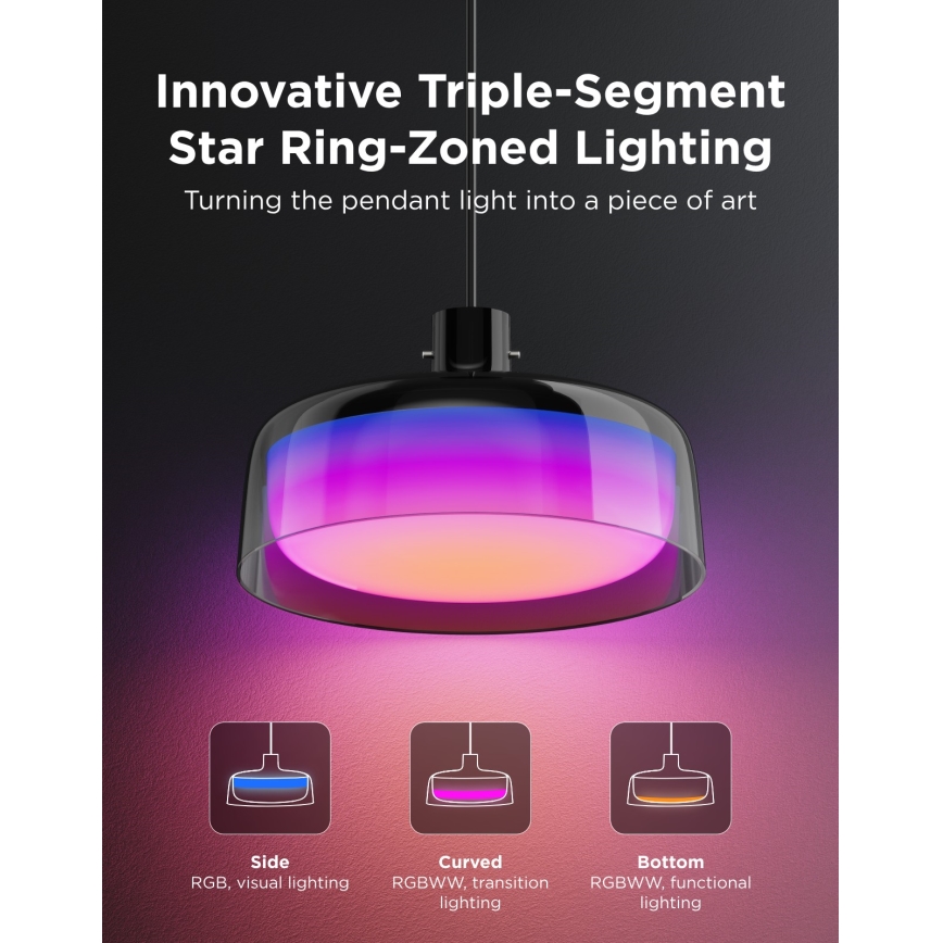 Govee - LED RGBICWW Fényerőszabályozható kábeles csillár LED/21W/230V matt Wi-Fi