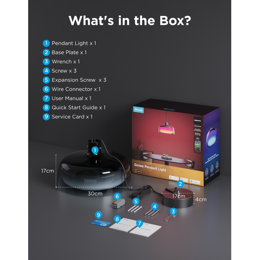 Govee - LED RGBICWW Fényerőszabályozható kábeles csillár LED/21W/230V matt Wi-Fi