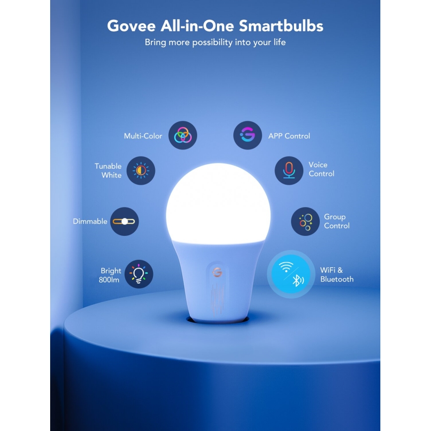 Govee - LED RGBWW Dimmelhető izzó Smart E27/9W/230V 2700-6500K Wi-Fi