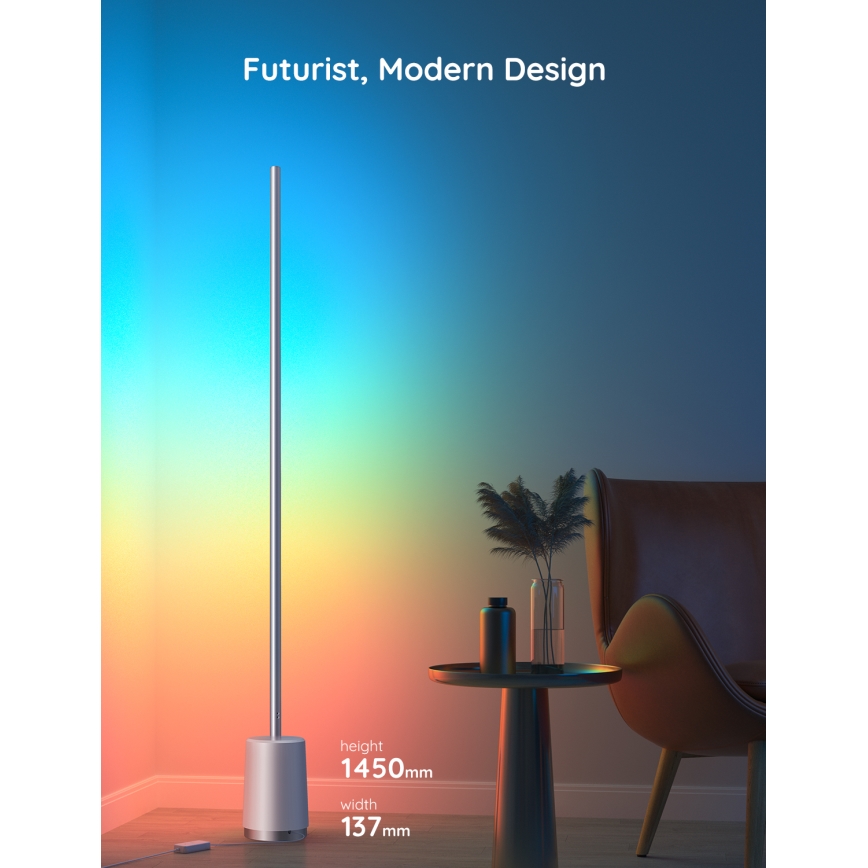 Govee - Állítható fényerejű állólámpa LYRA SMART RGBICWW 2200-6500K Wi-Fi + távirányító