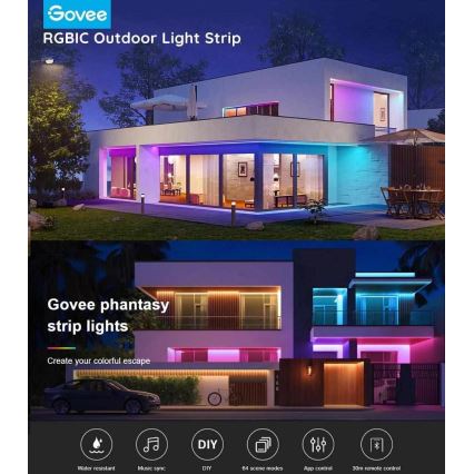 Govee - Phantasy kültéri Pro SMART LED csíkok 10m - kültér RGBIC Wi-Fi IP65