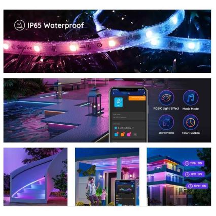 Govee - Phantasy kültéri Pro SMART LED csíkok 10m - kültér RGBIC Wi-Fi IP65