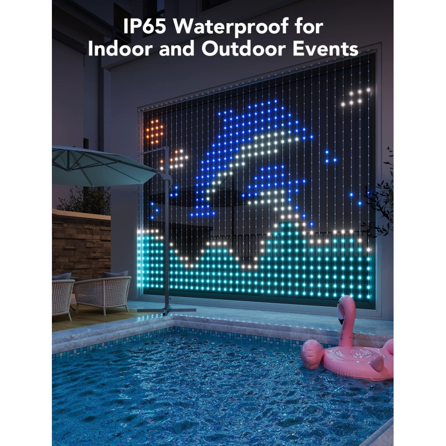 Govee - RGBIC Függönyvilágítás 520 LED 1,5x2m Wi-Fi IP65