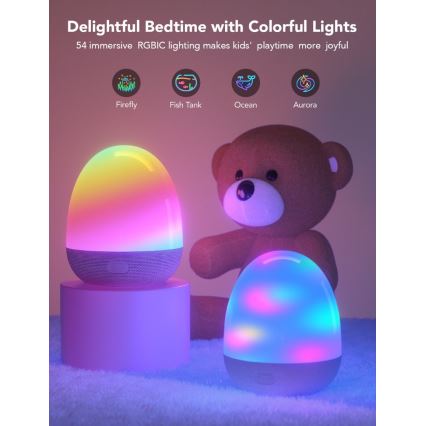 Govee - RGBIC éjszakai okos LED lámpa hangszóróval, Wi-Fi kapcsolattal