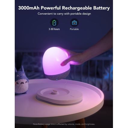 Govee - RGBIC éjszakai okos LED lámpa hangszóróval, Wi-Fi kapcsolattal