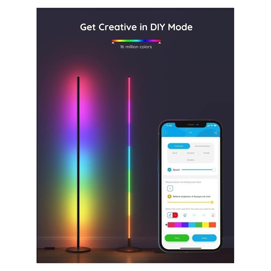 Govee - RGBICW Smart Sarki állólámpa Wi-Fi